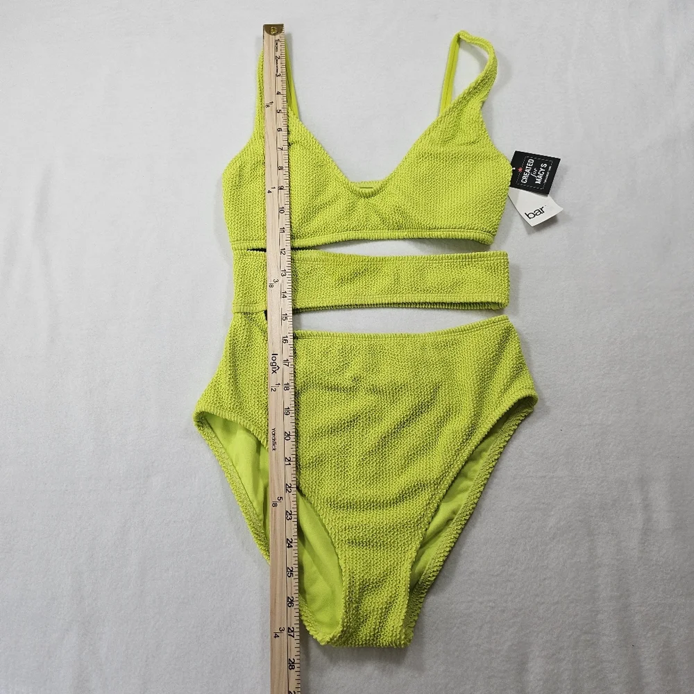Bar III‎ Sunny Lime Textured Cutout One-Piece Swimsuit Size Small NWT
